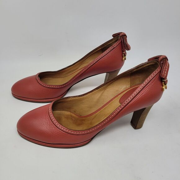 Chloe Italy Red High heel Pump EU Sz 38 US 7.5 UK 5 Style CH19165 Retail $690+ - Picture 2 of 8